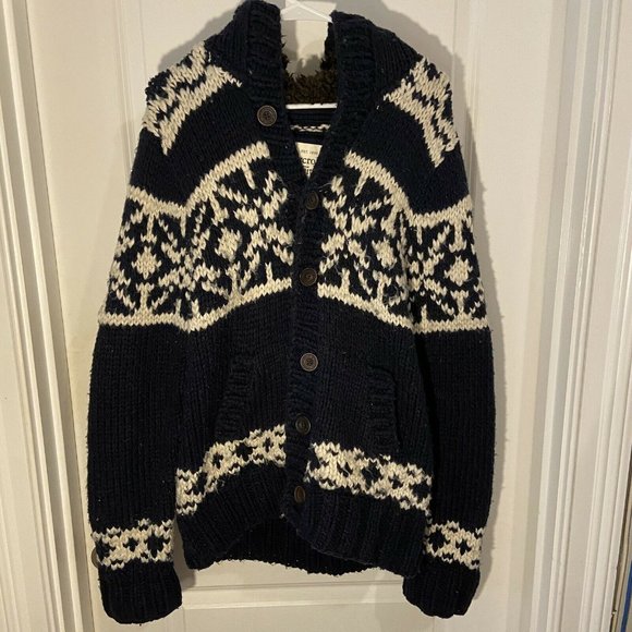 Abercrombie & Fitch Other - Abercrombie & Fitch Sweater Heavyweight Chunky Knit Fair Isle Button Front Men M